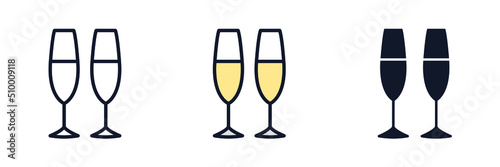 champagne glass icon symbol template for graphic and web design collection logo vector illustration