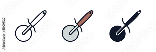 pizza cutter icon symbol template for graphic and web design collection logo vector illustration