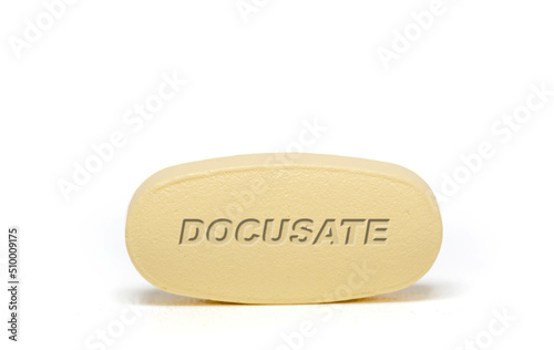 Docusate Pharmaceutical medicine pills  tablet  Copy space. Medical concepts. photo