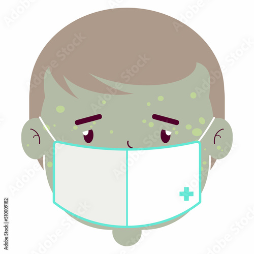 boy wear medical mask cartoon cute