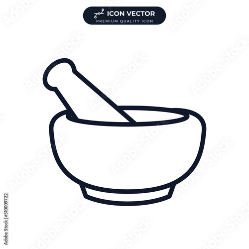 Fényképezés mortar and pestle icon symbol template for graphic and web design collection log