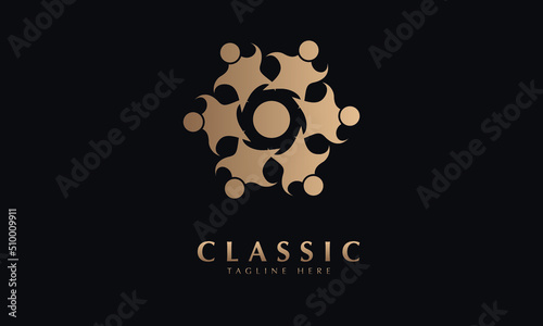 People abstract icon silhouette vector monogram logo template photo