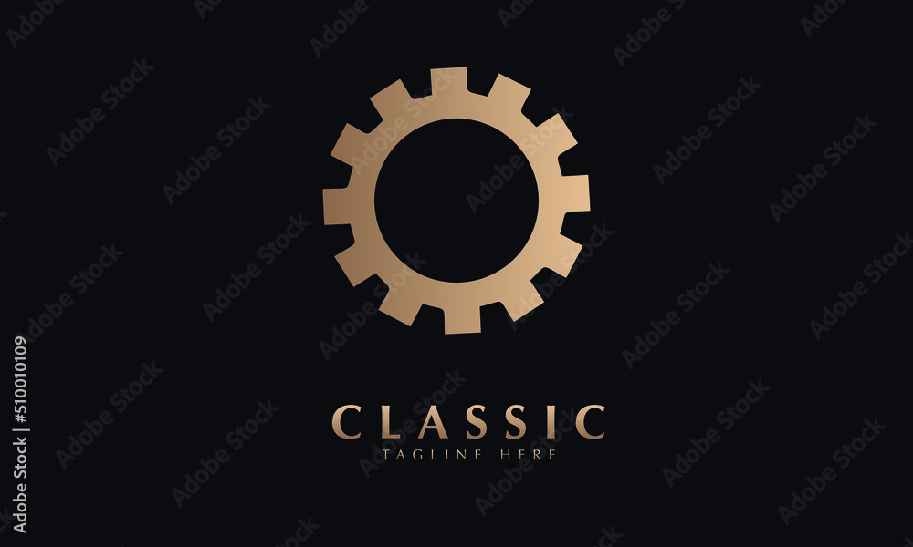Setting gear abstract icon silhouette vector monogram logo template Setting gear abstract icon silhouette vector monogram logo template
