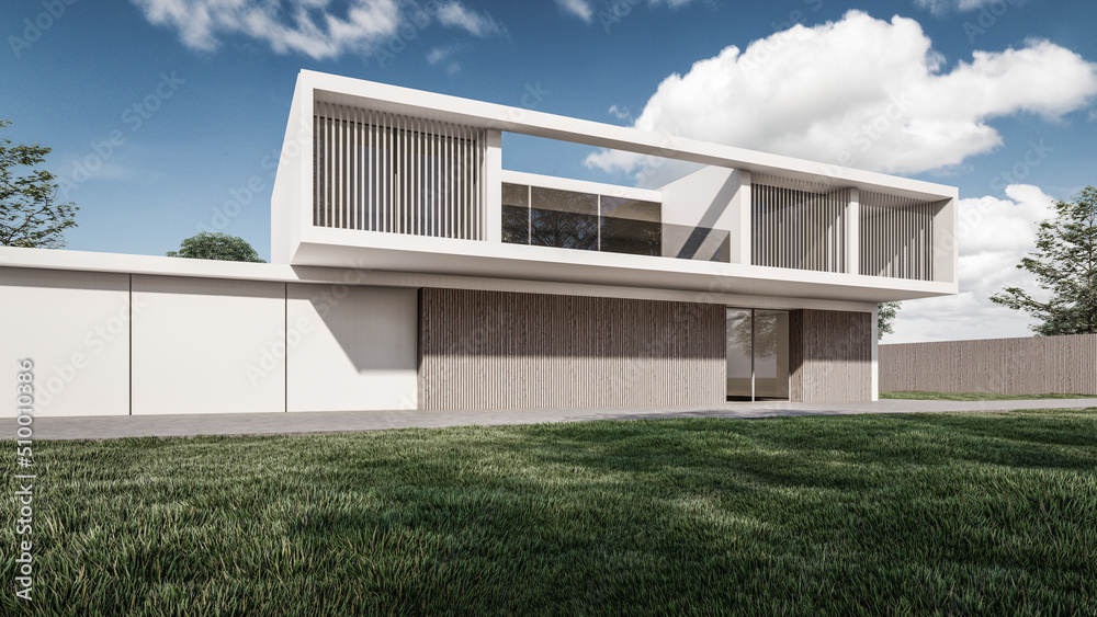 Fototapeta premium 3D Rendering Illustration Of Modern House 