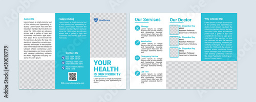 Medical Trifold Brochure Design Template. Vector