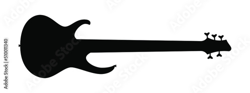 Electric bass guitar icon. Black silhouette of guitar. Music instrument icon isolated. Vector illustration.