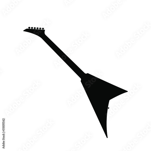 Electric bass guitar icon. Black silhouette of guitar. Music instrument icon isolated. Vector illustration.