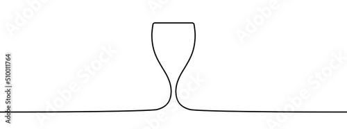 Continuous line drawing of wine glass. Wine glass linear icon. One line drawing background. Vector illustration. Wine glass continuous line icon.
