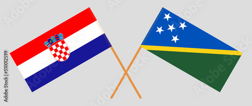 Crossed flags of Croatia and Solomon Islands. Official colors. Correct proportion