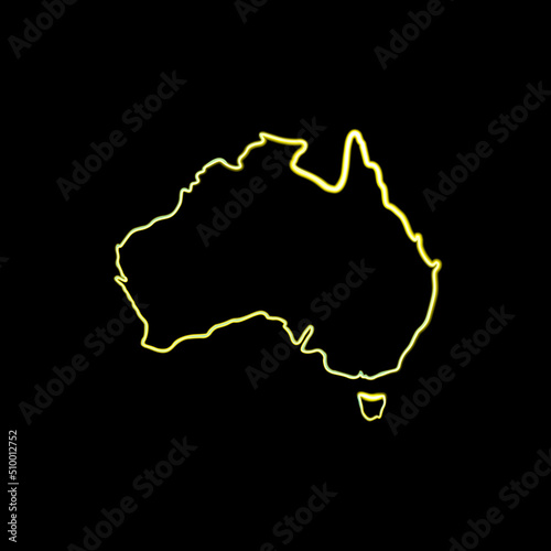 Vector illustration of Australia outlines with neon effect.