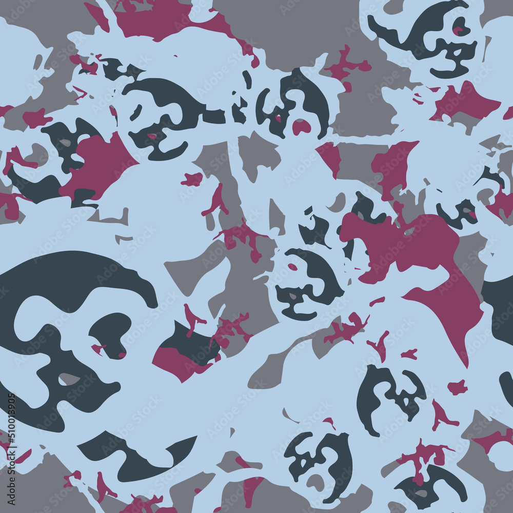 Urban camouflage of various shades of blue and red colors Urban camouflage of various shades of blue and red colors