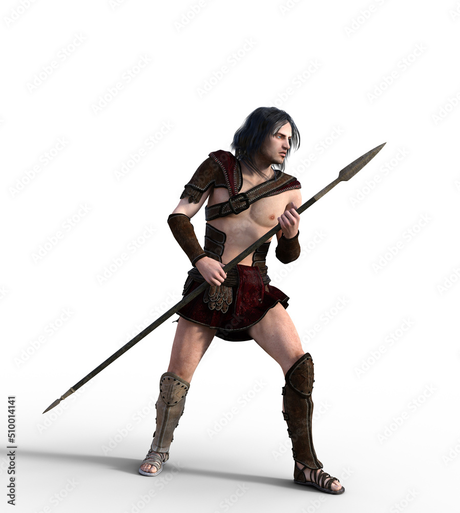 ancient soldier with a spear, centurion in war, 3d rendering ancient soldier with a spear, centurion in war, 3d rendering