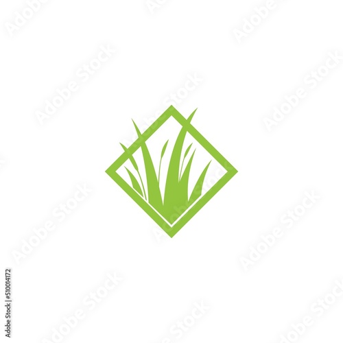 green grass logo design template