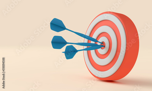 Εκτύπωση καμβά Dart in a target. Business goals concept. 3D Rendering
