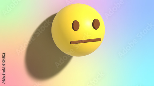 3D emoji illustration design in poker face reaction isolated on white background.