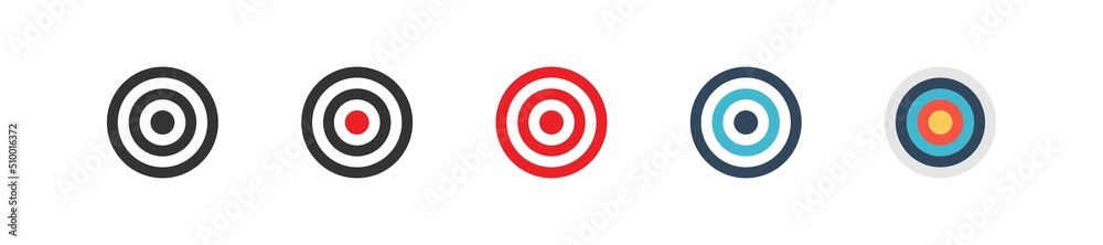 Targets collection icons. Archery target marketing concept icon. Flat isolated vector illustration