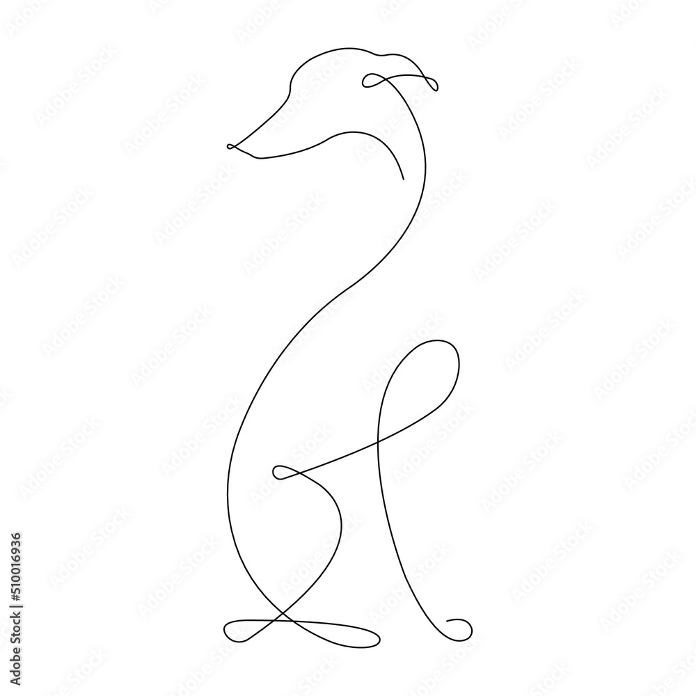 Collie dog drawn in one continuous line in a minimalist style. Design