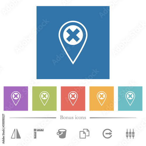 Free Download GPS location cancel flat white icons in square backgrounds - GFXLoad
