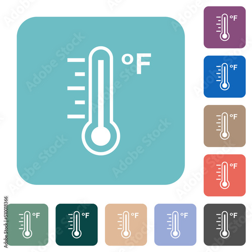 Fahrenheit thermometer warm temperature rounded square flat icons