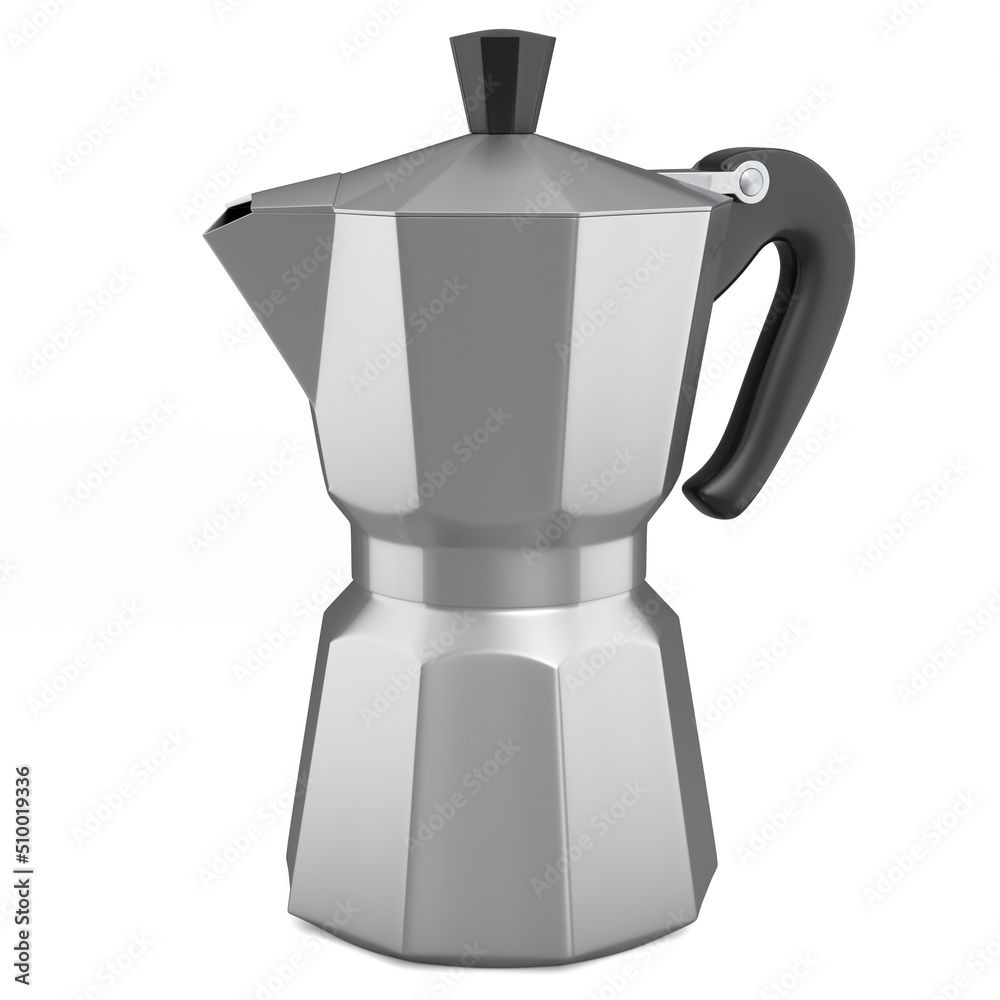 Italian geyser coffee maker a la moka on white background. Italian geyser coffee maker a la moka on white background.
