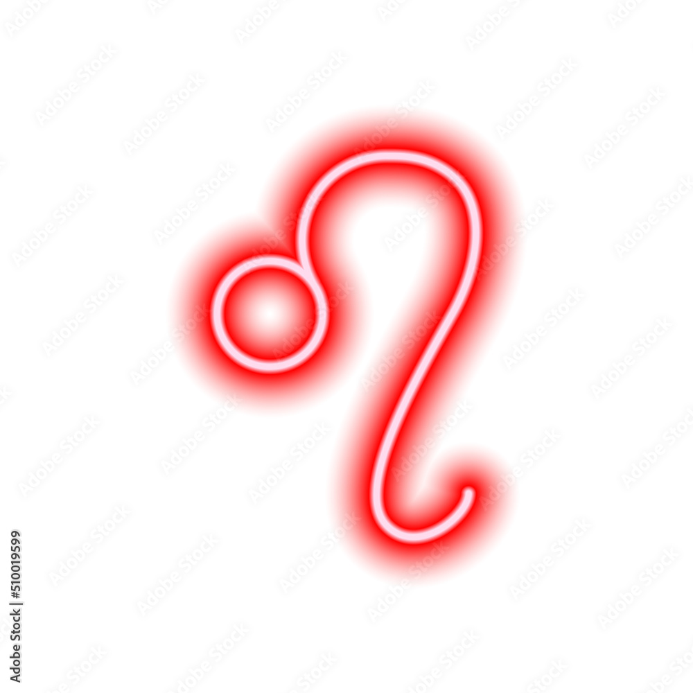 Red neon zodiac sign Leo on white. Predictions, astrology, horoscope. Red neon zodiac sign Leo on white. Predictions, astrology, horoscope.