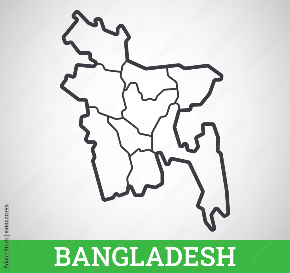 Simple outline map of Bangladesh with divisions. Vector graphic ...