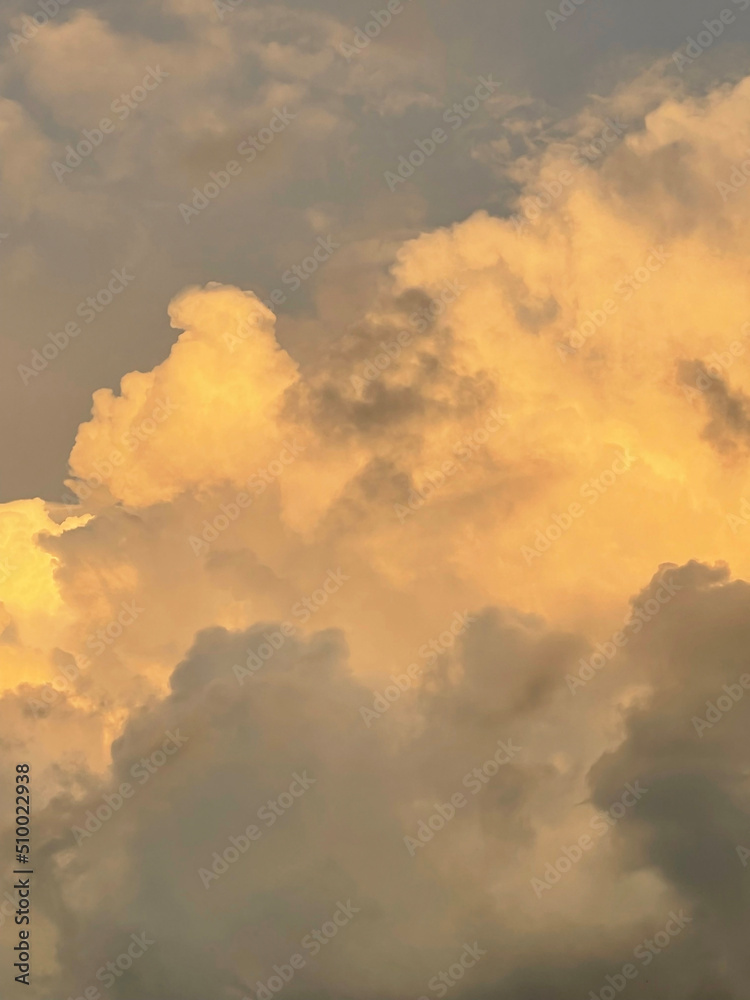 beautiful big lush yellow gray clouds. aesthetic photo