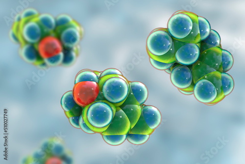 Terpinen-4-ol molecule, 3D illustration photo