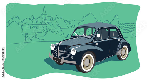 Voiture vintage dans la campagne française