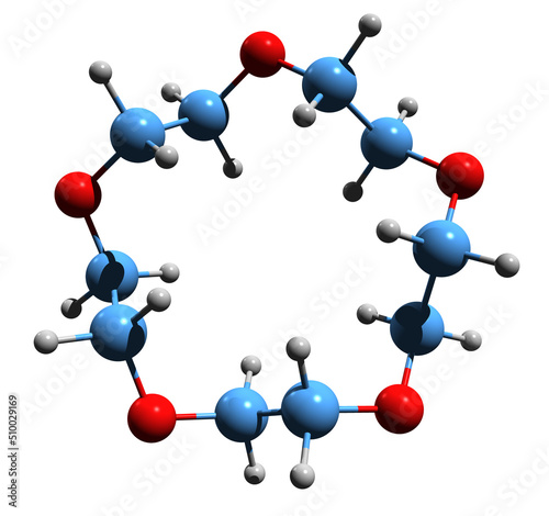 Εκτύπωση καμβά 3D image of 15-Crown-5 skeletal formula - molecular chemical structure of  penta