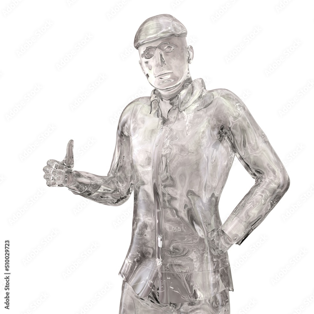 3D-Illustration of a glass and transparent citizen