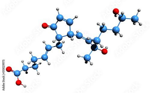 3D image of Prostaglandin A2 skeletal formula - molecular chemical structure of PGA2 isolated on white background
 photo