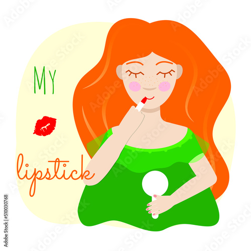 girl red lipstick lips beautiful woman makeup cute