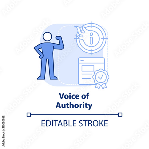 Voice of authority light blue concept icon. High quality website content. SEO pillar abstract idea thin line illustration. Isolated outline drawing. Editable stroke. Arial, Myriad Pro-Bold fonts used