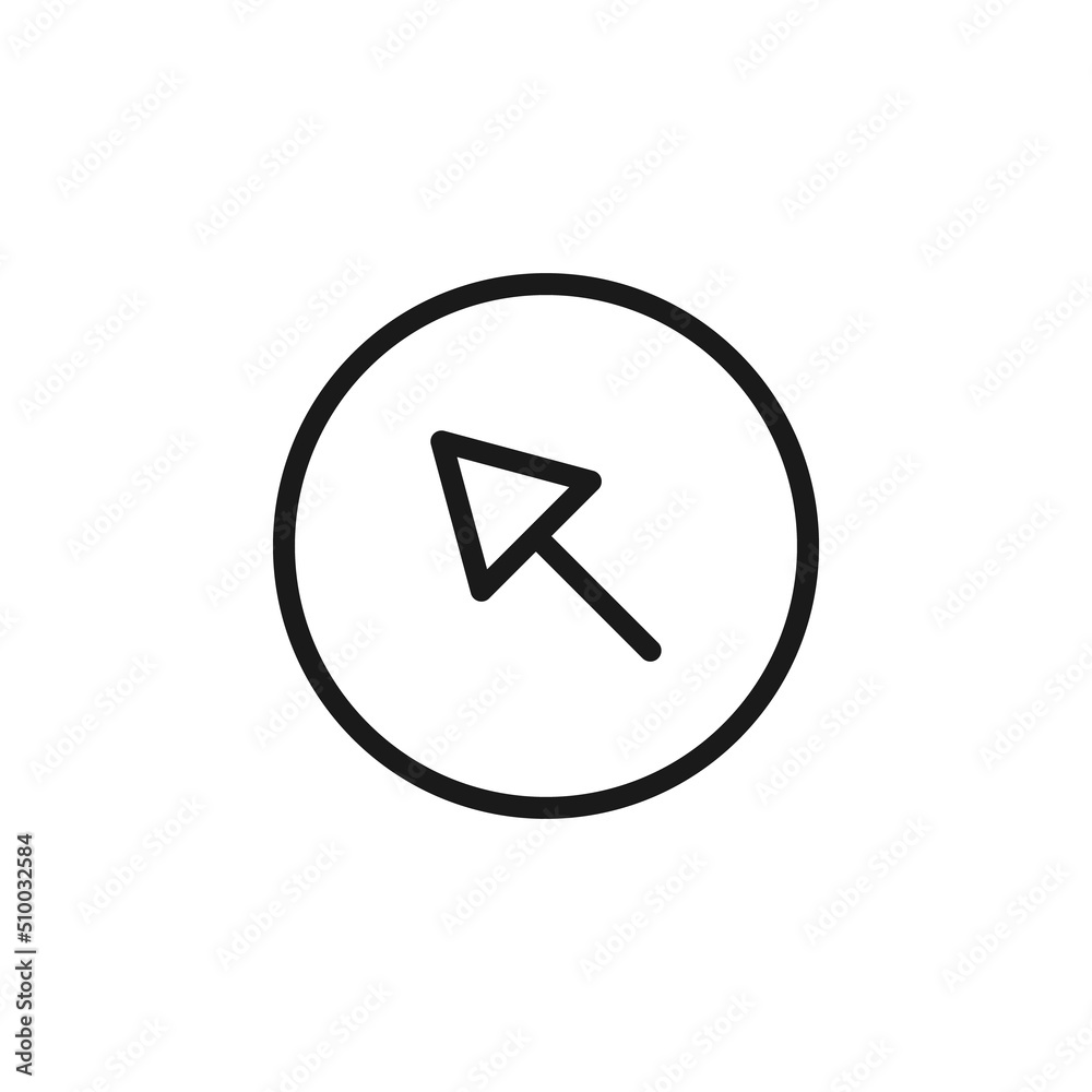 Symbols, signs, interface and internet concept. Simple monochrome illustrations for web sites, stores, apps. Vector line icon of arrow up in left diagonal direction Symbols, signs, interface and internet concept. Simple monochrome illustrations for web sites, stores, apps. Vector line icon of arrow up in left diagonal direction