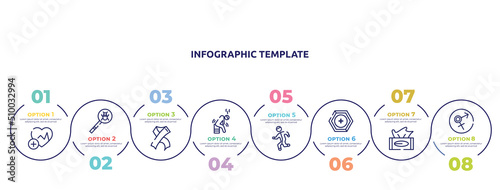 concept infographic design template. included health, virus search, hiv, weak, physical, prevention, tissue, sexual transmitted disease icons and 8 option or steps.