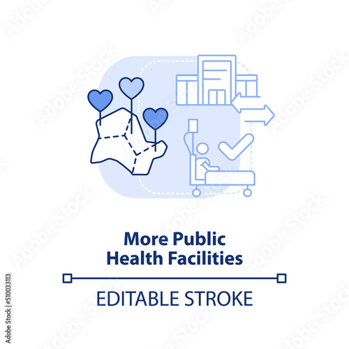 More public health facilities light blue concept icon. Way to improve healthcare abstract idea thin line illustration. Isolated outline drawing. Editable stroke. Arial, Myriad Pro-Bold fonts used
