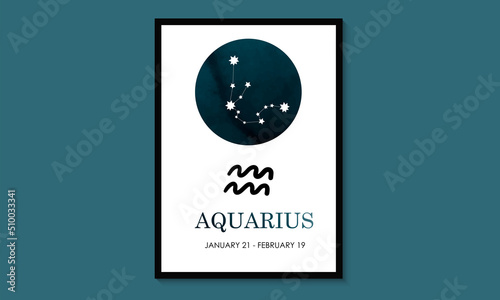 Aquarius Zodiac. Aquarius Zodiac Icon. Aquarius constellation astrology vector illustration. Astrology Illustration.