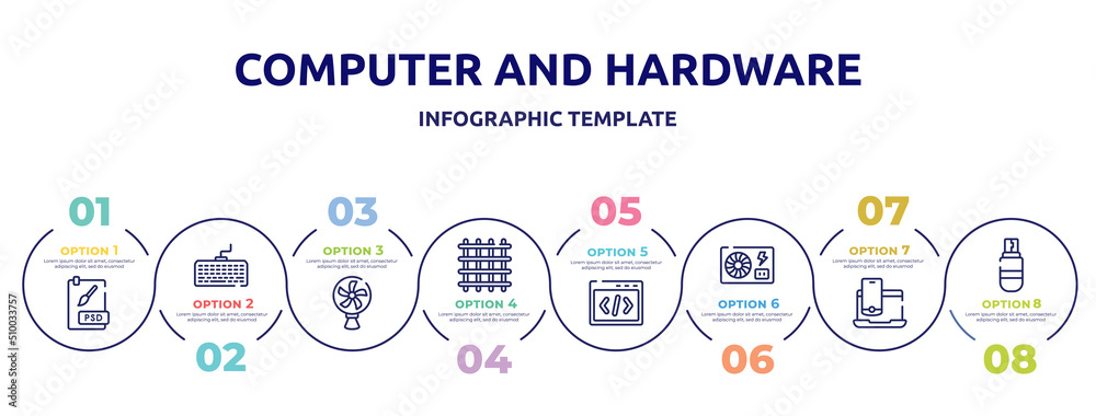 computer and hardware concept infographic design template. included psd ...