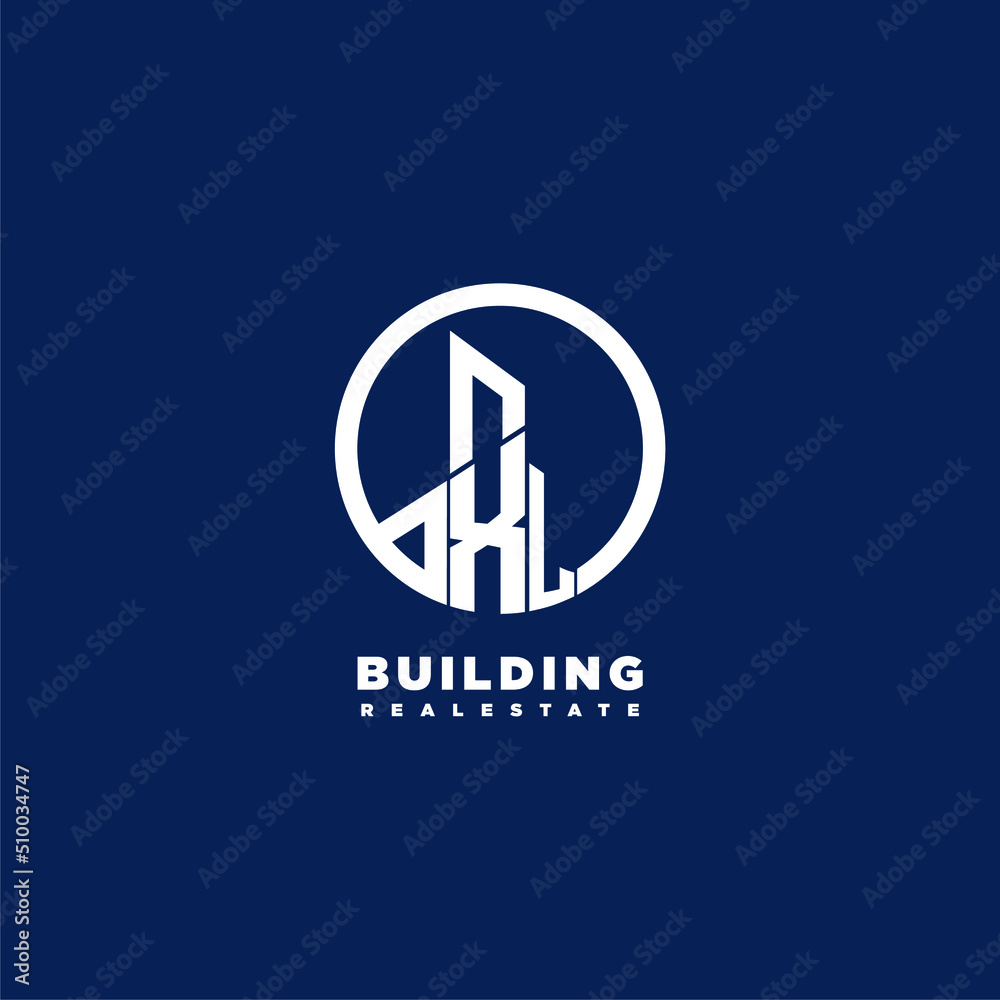 XL initial monogram building logo for real estate with creative circle ...