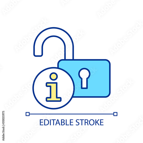 Available information RGB color icon. Data access and admission. Support service. Instruction and guide. Isolated vector illustration. Simple filled line drawing. Editable stroke. Arial font used