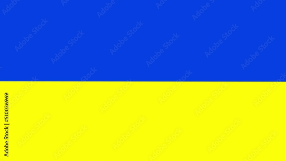 The blue-yellow flag of Ukraine is assembled from rotating 3d bricks. On a dark background The blue-yellow flag of Ukraine is assembled from rotating 3d bricks. On a dark background