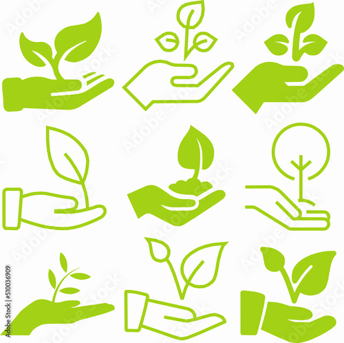 green hand holding plant,ecology and nature, environmental protection