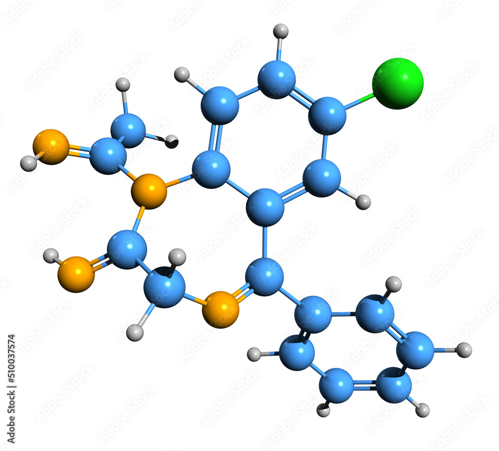 3D image of Alprazolam skeletal formula - molecular chemical structure of fast-acting tranquilizer isolated on white background 3D image of Alprazolam skeletal formula - molecular chemical structure of fast-acting tranquilizer isolated on white background