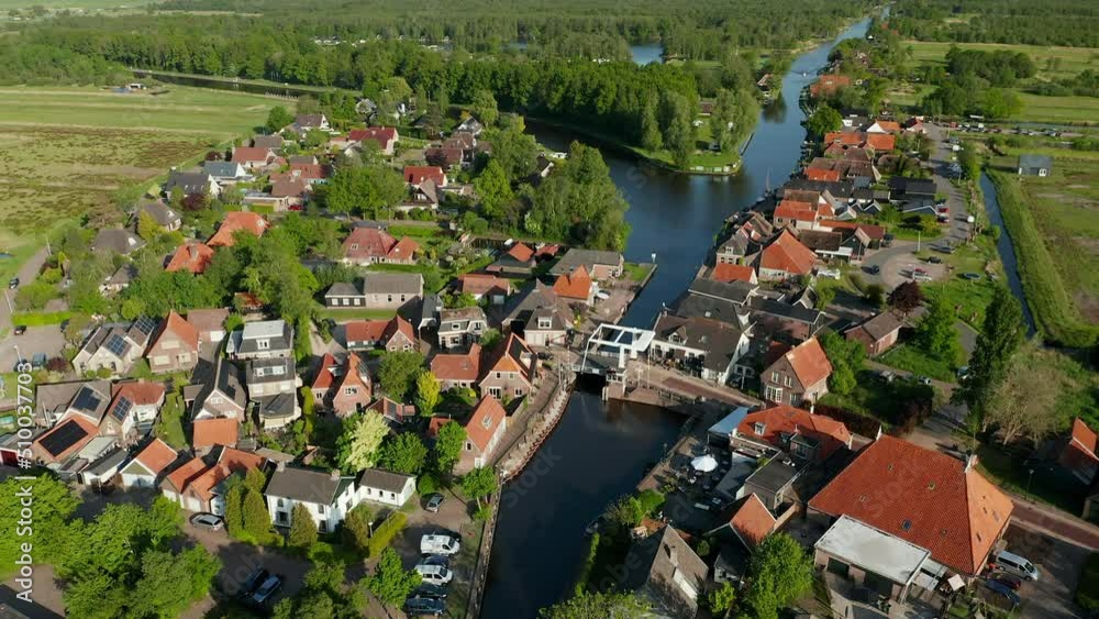 Aerial Drone View Of Ossenzijl Village In Overijssel Province, The Netherlands.