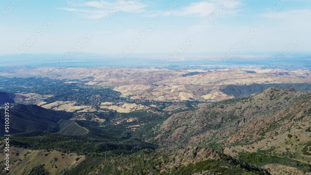 Aerial View from Mount Diablo of north peak, Mount Zion, and main peak. Camera pan right Aerial View from Mount Diablo of north peak, Mount Zion, and main peak. Camera pan right