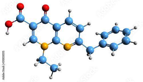 3D image of Amfonelic acid skeletal formula - molecular chemical structure of  dopaminergic stimulant isolated on white background