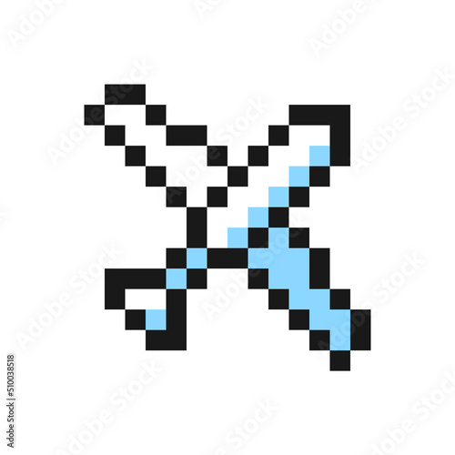 Airplane icon in pixel art design isolated on white background, vector sign symbol