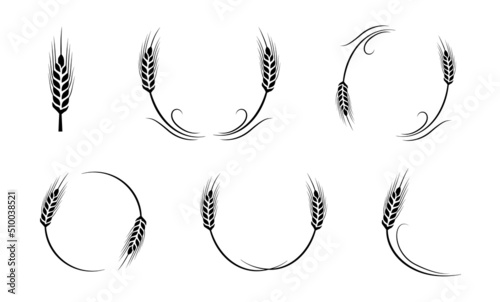 Grain ornament symbols wheat ear decoration illustration
