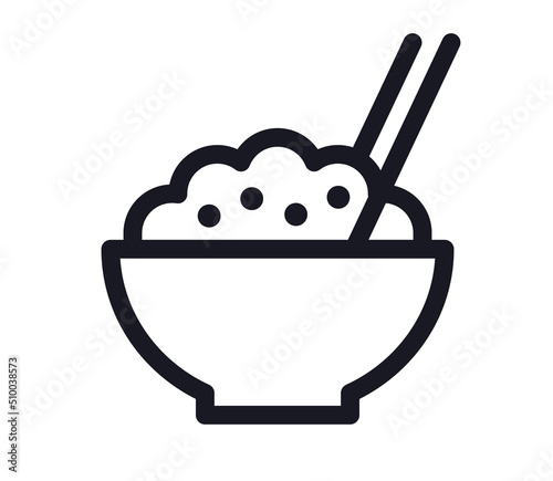 Rice bowl asian food outline symbol